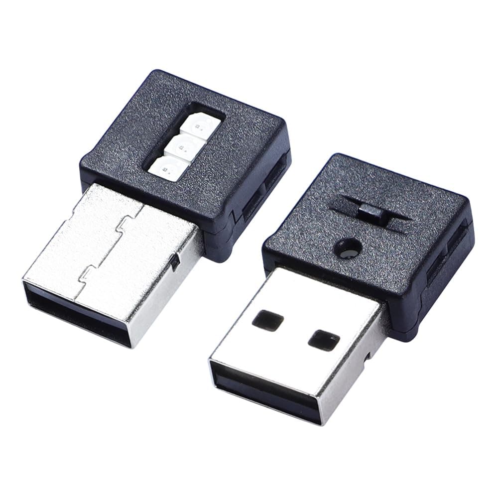 Lcyam Three Sides Emit Light USB Type-A Car LED Ambient Light 7Leds RGB Atmosphere Lamp, Interior Dimmable Mood Lighting for Cars/SUV/Trucks