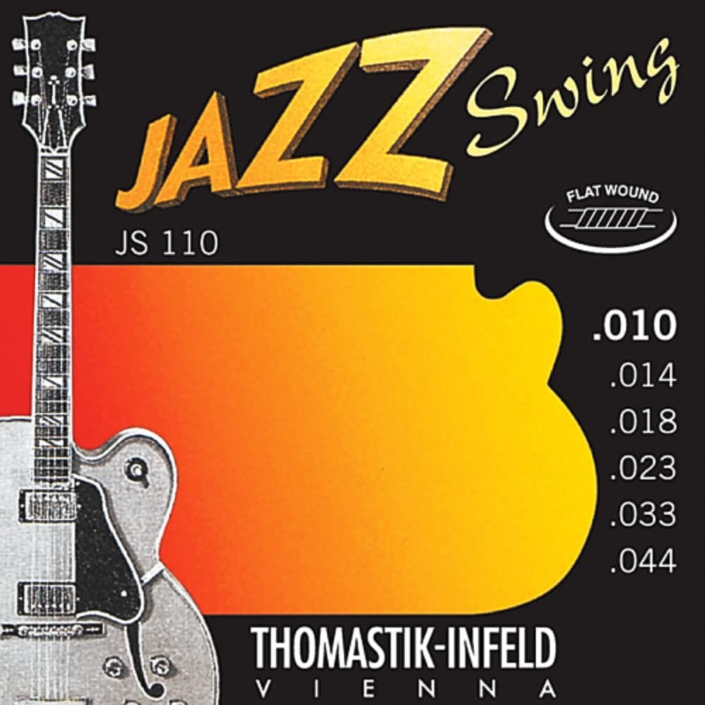 Thomastik-Infeld Jazz Guitar Swing Series 6 String - Electric Flat Wound Guitar Strings for a Rich and Warm Traditional Jazz Sound - Pure Nickel Flat Wounds E, B, G, D, A, E Set