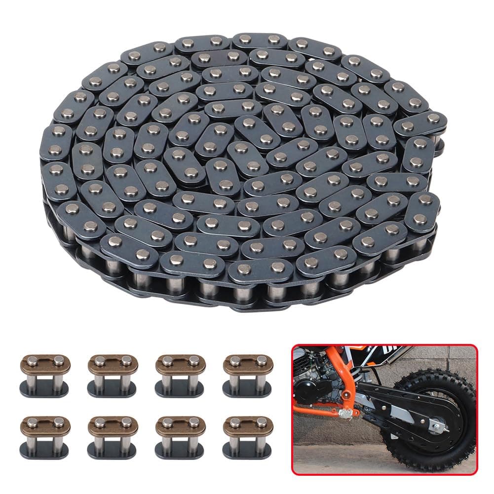 T8F Chain 136 Links 8 Master Roller Chain Connector Link Heavy Duty for 49cc 50cc SYX Moto Holeshot Mototec Xtreme X-pro SSR Coolster 43cc 47cc 2 Stroke Kids Mini Pocket Rocket Pit Dirt Bike ATV Quad