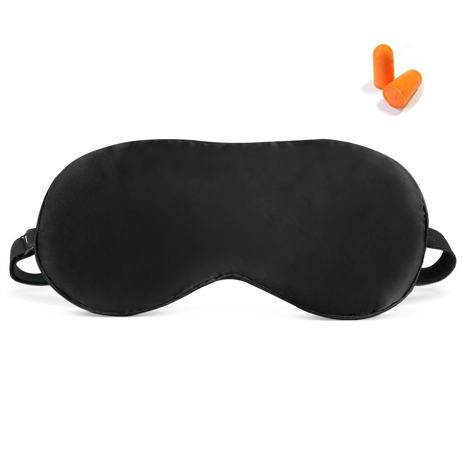 Sleep Mask, Samdone Natural Silk Eye Mask & Blindfold, Comfortable & Super Soft with Adjustable Strap Ultimate Sleeping Aid (One Strap, Black)