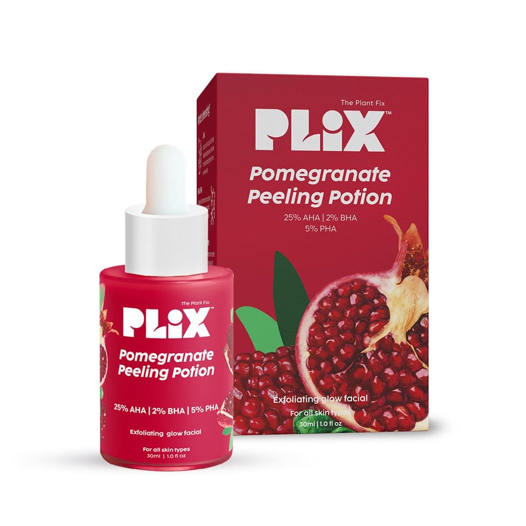 PLIX - THE PLANT FIX 25% AHA+ 2% BHA + 5% PHA Pomegranate Peeling Potion For Glowing & Even Toned Skin, Gentle Exfoliation & At-Home Facial | For Women & Men | 30 ml (pack of 1)