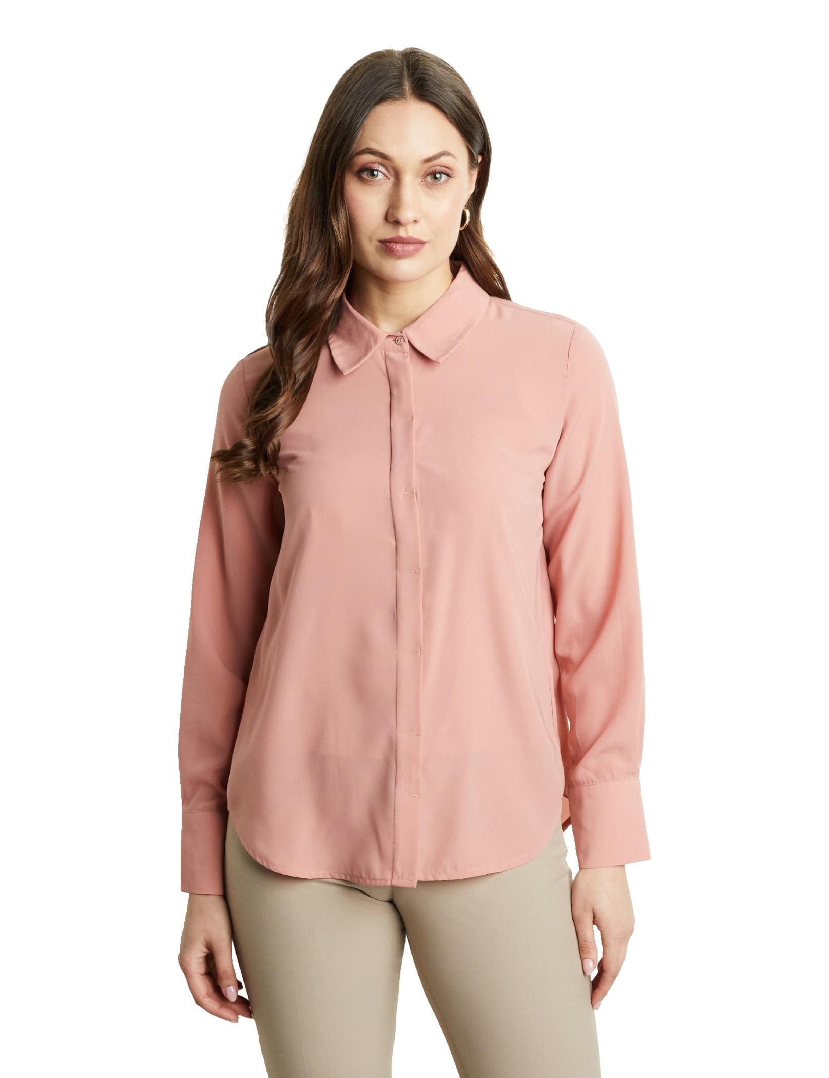 Symbol PremiumWomen's Solid Desk-to-Dinner' Soft Formal Shirt (Button Down | Regular Fit)