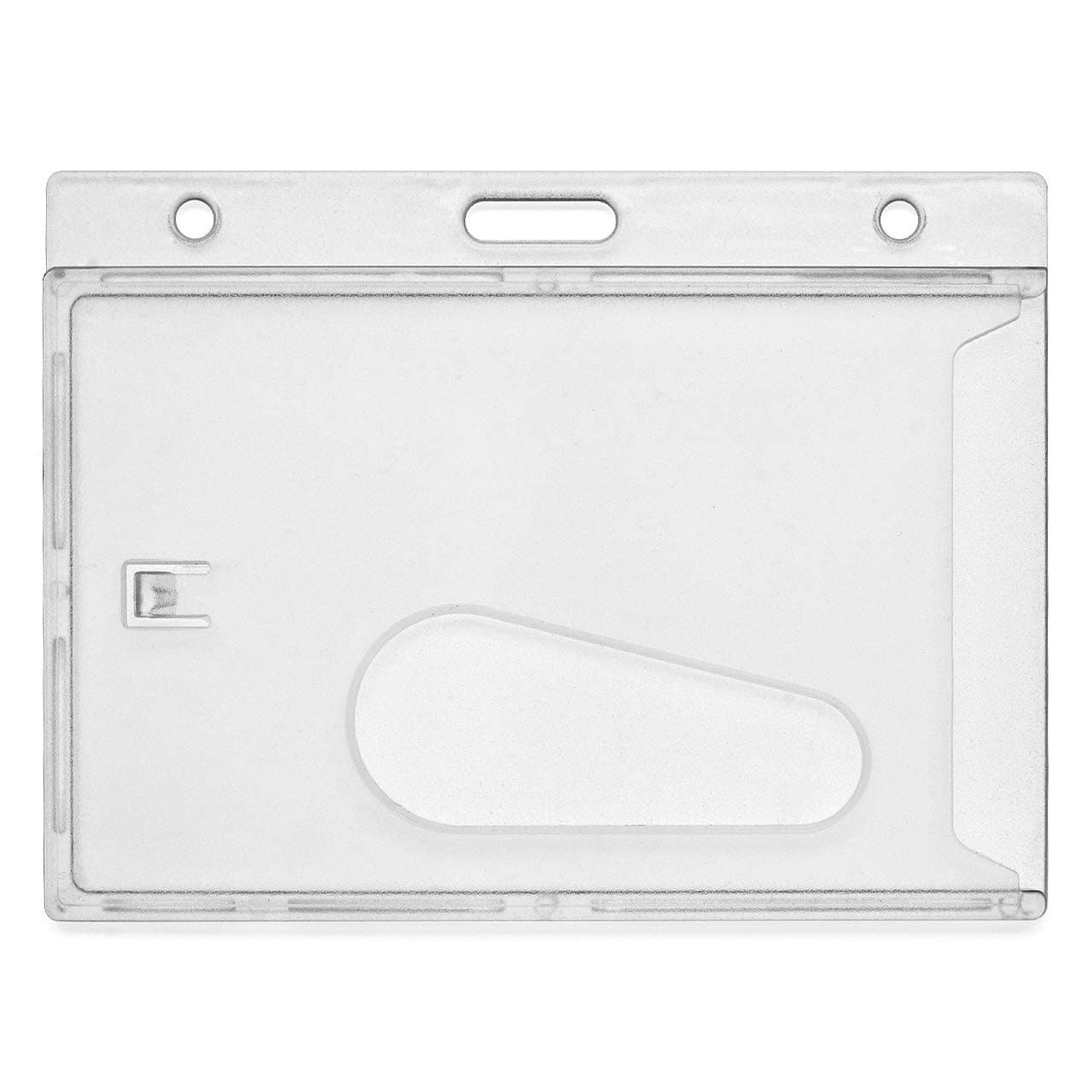 CKB Ltd® 100x Clear Enclosed Rigid with Ejection Slot Closed Faced ID Card Badge Holders Single Sided Horizontal/Landscape Identity Plastic Pass Protector - Holds a 86mm 54mm cr80 Credit Card Sized