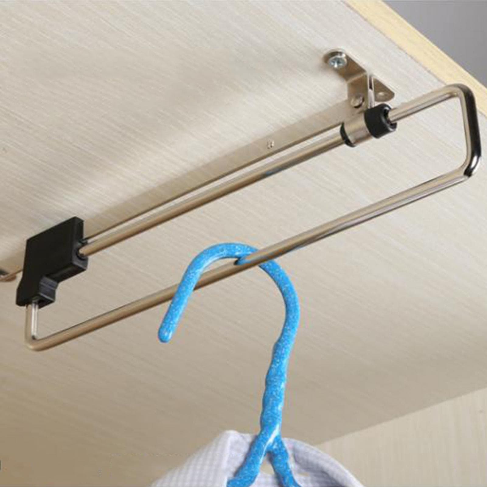 Retractable Closet Pull Out Rod Closet Valet Rod Extending Rail Pull Out Hanger Closet Valet Rod Rail Sliding Extending Telescopic Clothes Rod, 12 Inch=30 cm Closet Rod Bracket Wardrobe Hanger Rail