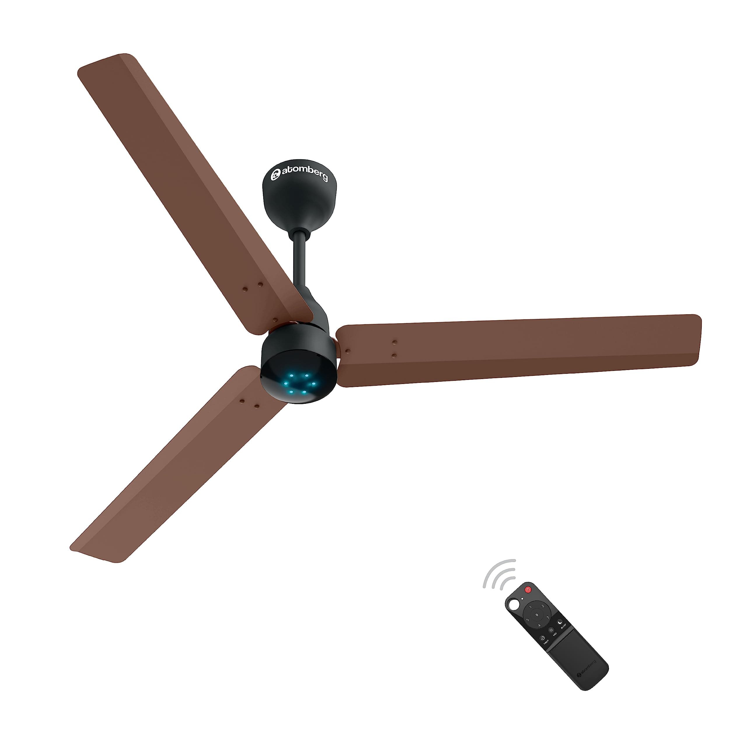 Renesa 1200mm BLDC Ceiling Fan with Remote Control | BEE 5 star Rated Energy Efficient Ceiling Fan | High Air Delivery with LED Indicators | 2+1 Year Warranty (Brown & Black)