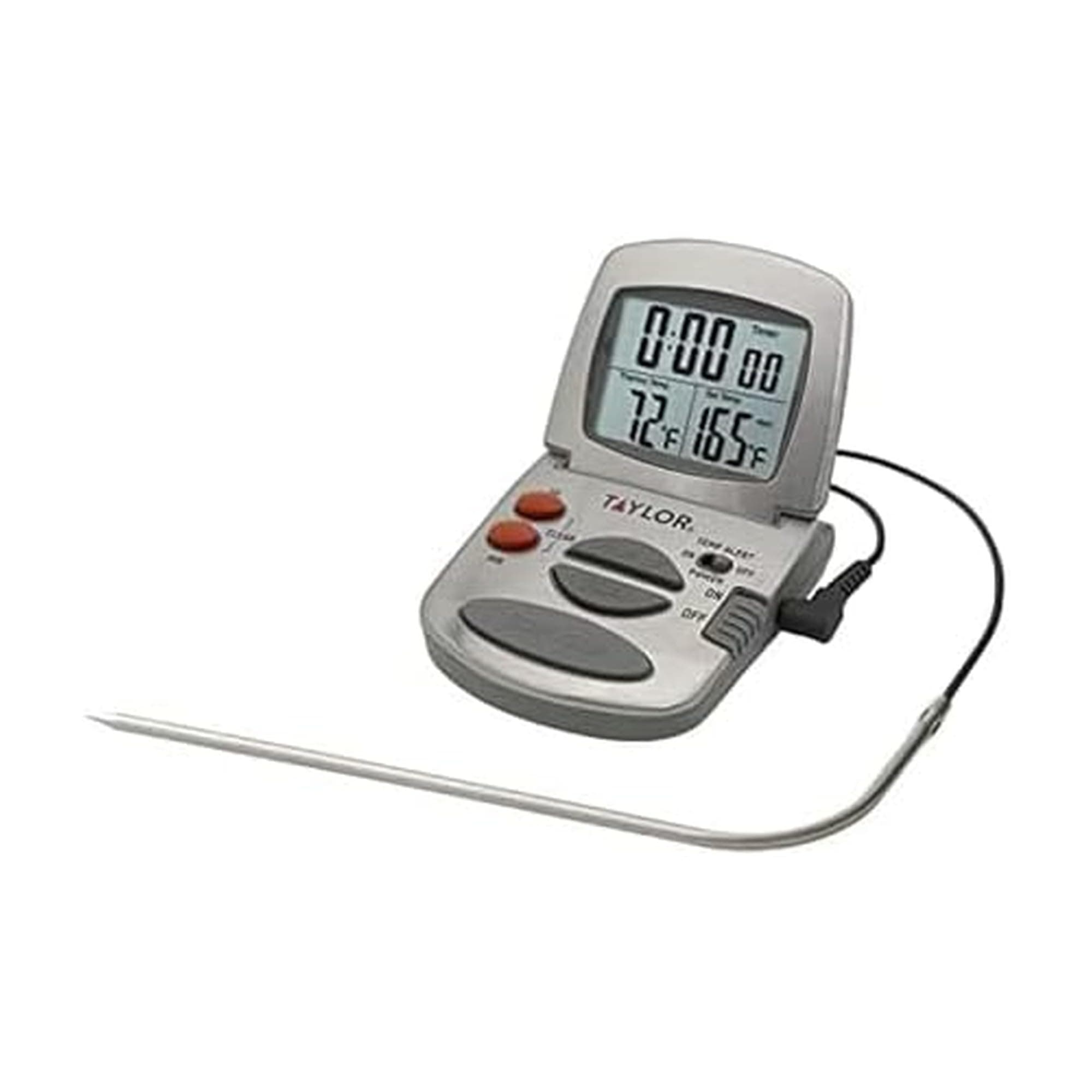 Taylor Programmable Instant-Read Wired Probe Digital Meat Thermometer, Stainless Steel for BBQ, Grill, Kitchen Cooking, Accurate Temperature Readings
