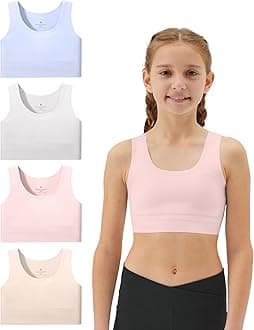 - Girls Soft Training Bras 7-12 Seamless First Bra Girls Sports Bras Longline Crop - No Pads, Chest Double Lined