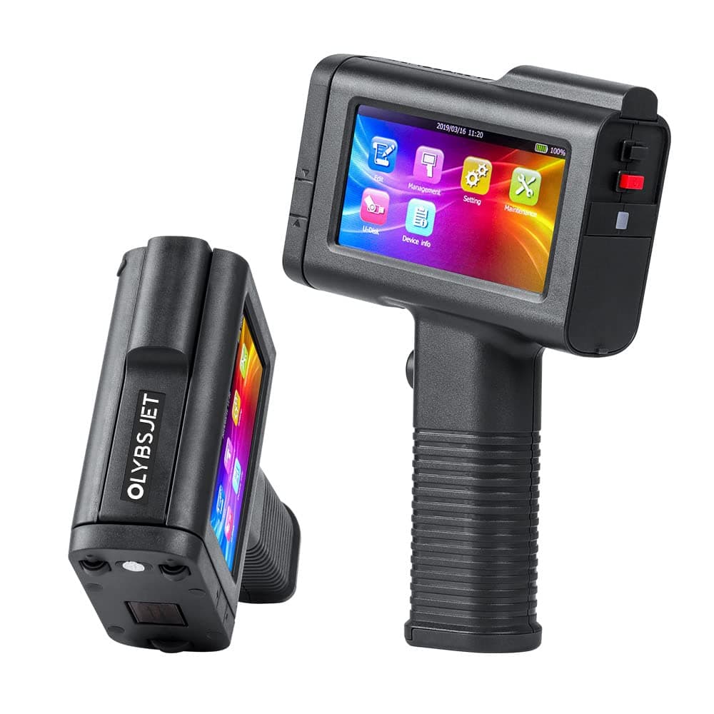 BT-HH6105B2 Handheld Inkjet Printer with 4.3 Inch Touch Screen with Quick-Drying Ink Cartridge Portable Handheld Printer Inkjet Coding Machine for Date Barcode QR-Code Logo Batch Number