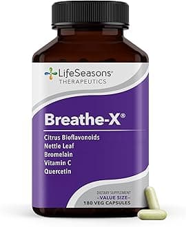 Breathe-X - Allergy & Sinus Relief Supplement - Supports Sinuses & Nasal Discomfort - Non-Drowsy & Fast-Acting - Quercetin, Bromelain, Citrus Bioflavonoids, Nettle Leaf & Vitamin C - 180 Capsules