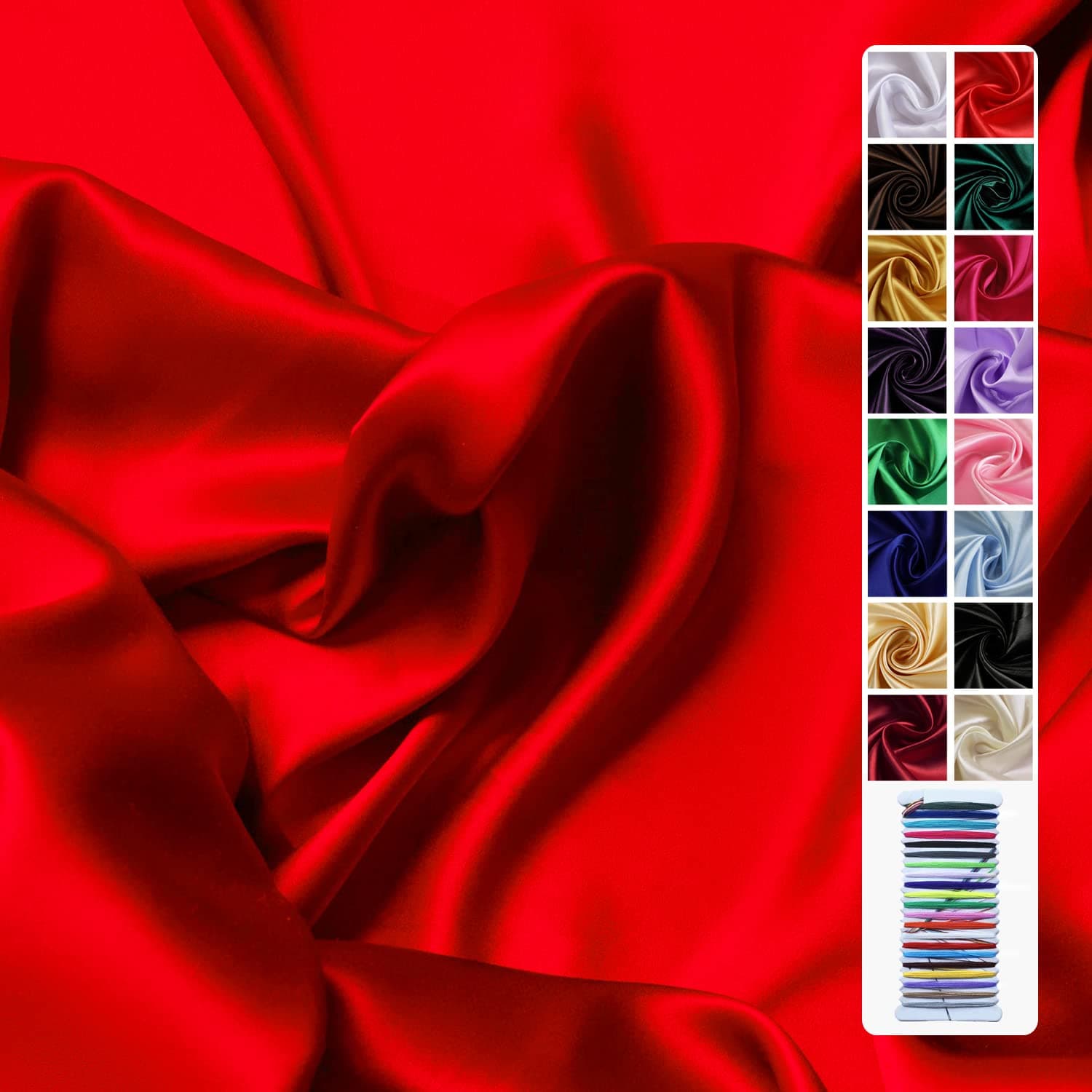 Red Satin Fabric 60 Inch by 1 Yards Solid Silky Charmeuse Fabrics for Wedding Decoration Table Cover DIY Dress Fashion Backdrop Crafts Support