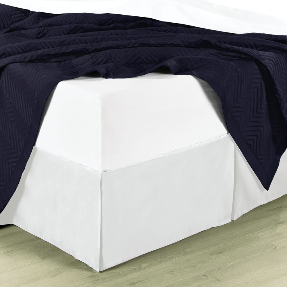 Queen Size Tailored Pleated Bed Skirt (White)