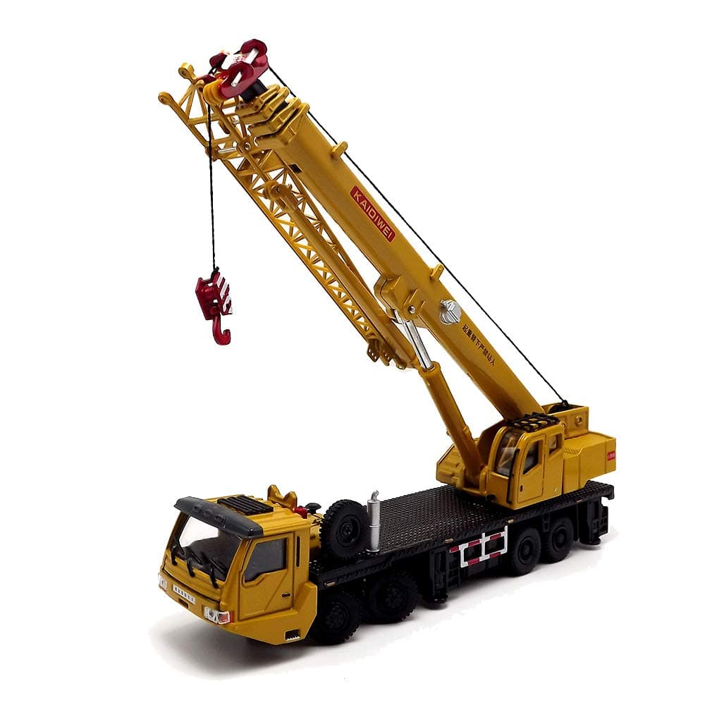 E Mart Kids Alloy Die Cast Model Toy Engineering Heavy Crane Truck Vehicle Car Simulation Miniature 1:55 Yellow Gift