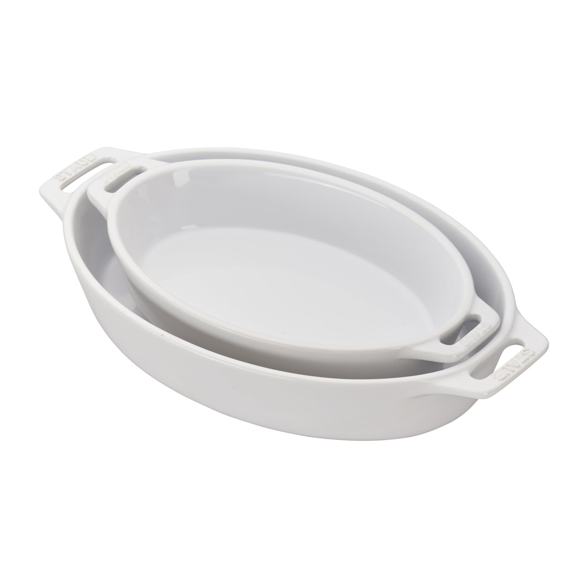 STAUB Ceramic Oval Baking Dish Set, 2-piece, White