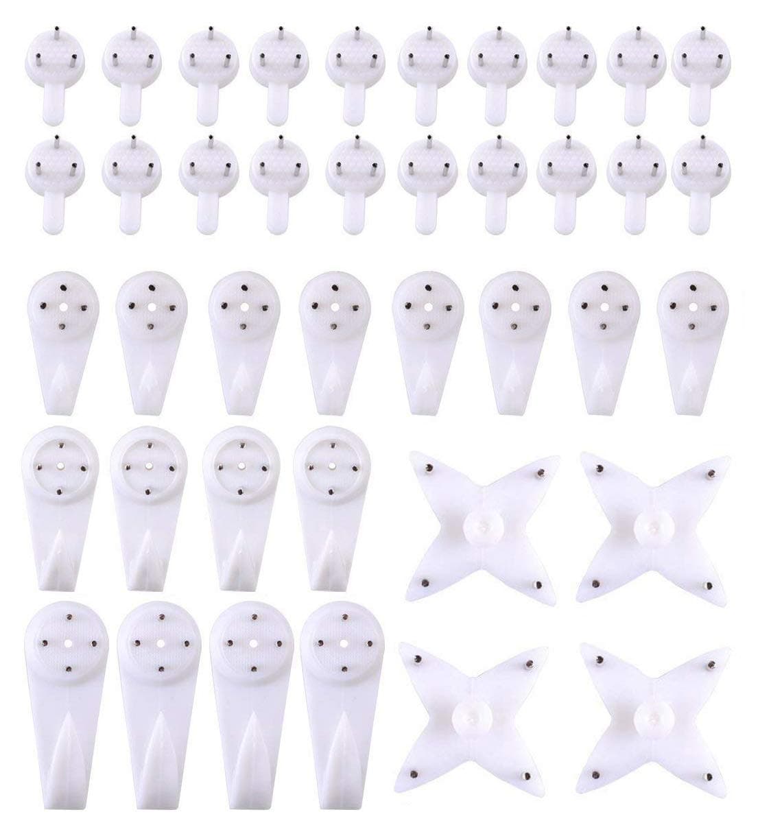 40 Pack Non-Trace Hardwall Drywall Picture Hanging Hook Clock Hanger Wall Picture Hook Frame for Hanging Paintings Wedding Photos Mirror Wall Studs