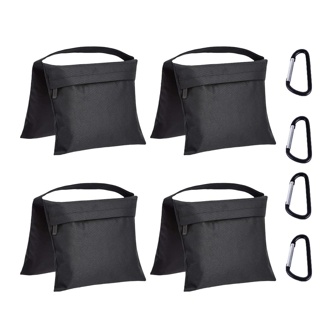 Amazon Basics 4-Pack Photographic Empty Sandbag Set for Light Stands, Reflectors, Softboxes and Photo Studio, Max Load 9kg, Black