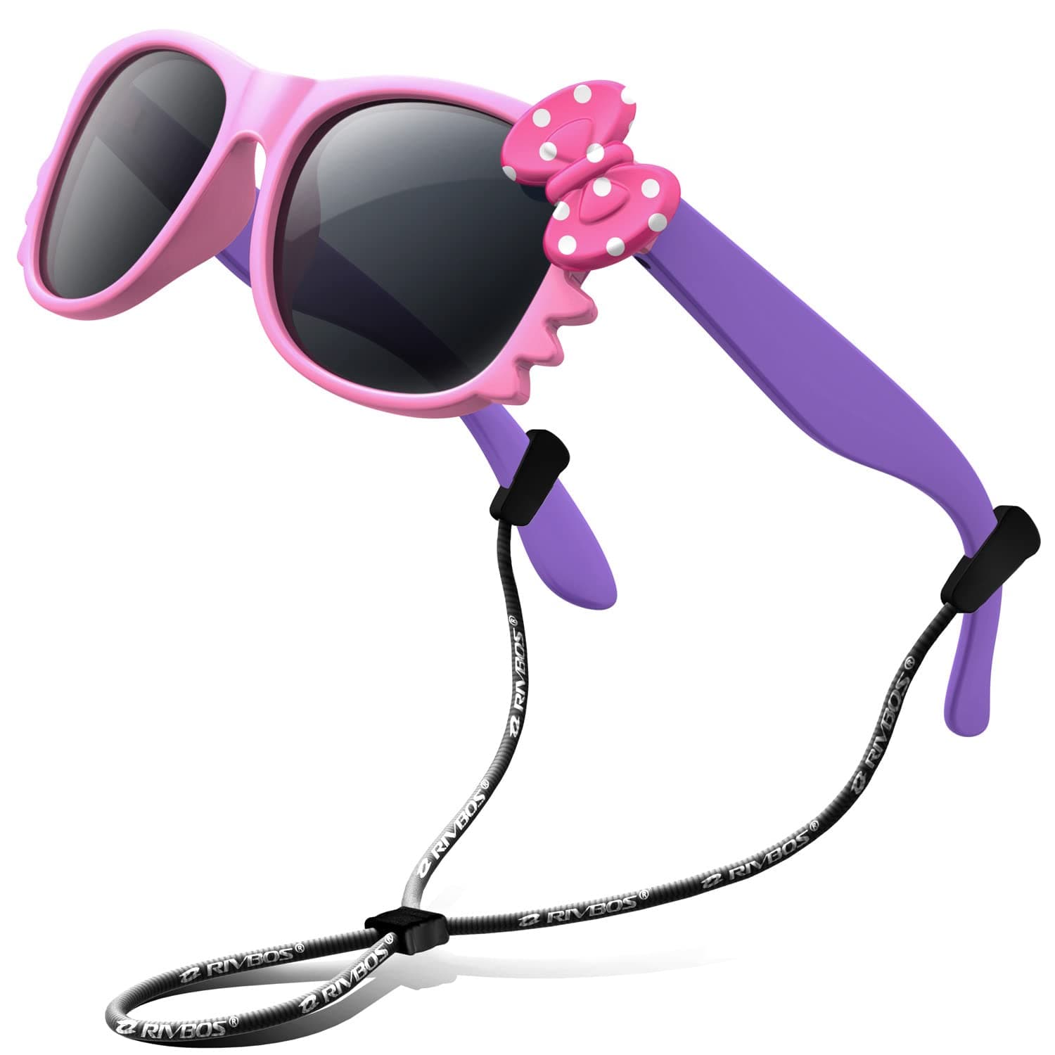 Kids Sunglasses for Girls Boys with Strap Polarized UV Protection Flexible Rubber Shades RBK002