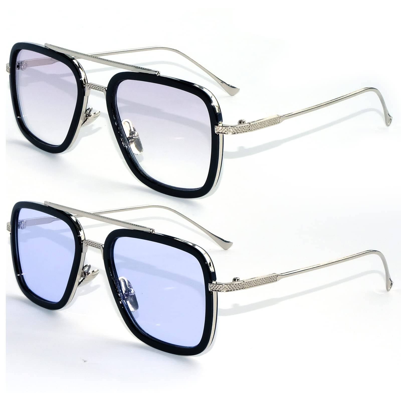 Tony Stark Sunglasses for Men Iron Man Eyeglasses UV Protection Square Metal Downey Pilot Sun Glasses Vintage