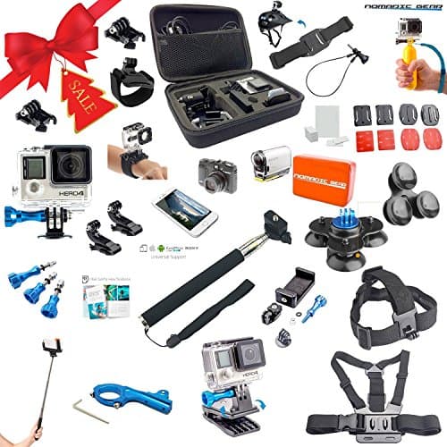 Nomadic Gear Universal Advanced Accessory kit with Epic Photo Shooting 101 ebook for GoPro, Sony Action Camera, Garmin, Ricoh Action Cam, SJCAM and Smartphones (41 Items)