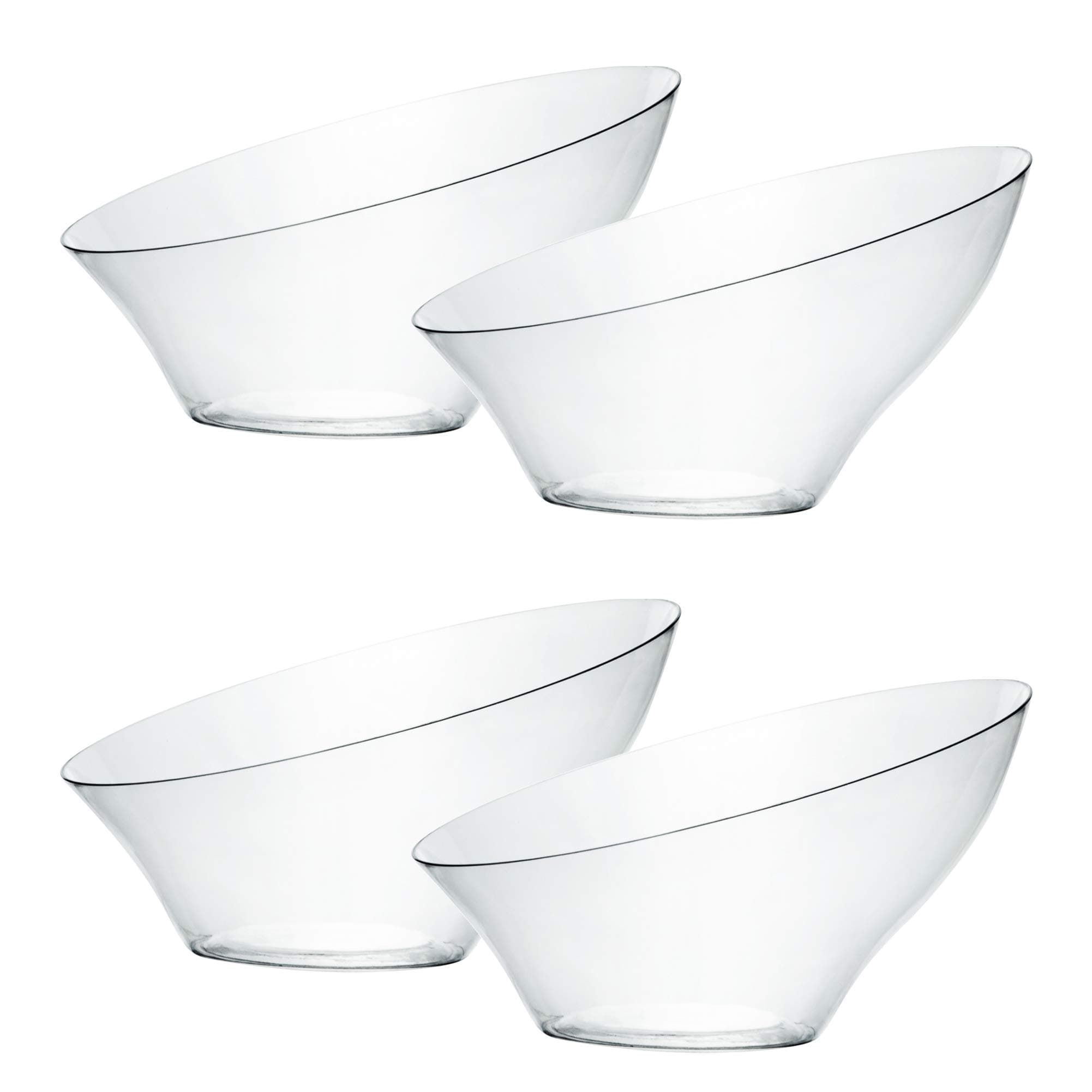 PLASTICPRO Disposable Angled Plastic Bowls Round Small Serving Bowl, Elegant for Party's, Snack, or Salad Bowl, Clear Pack of 8