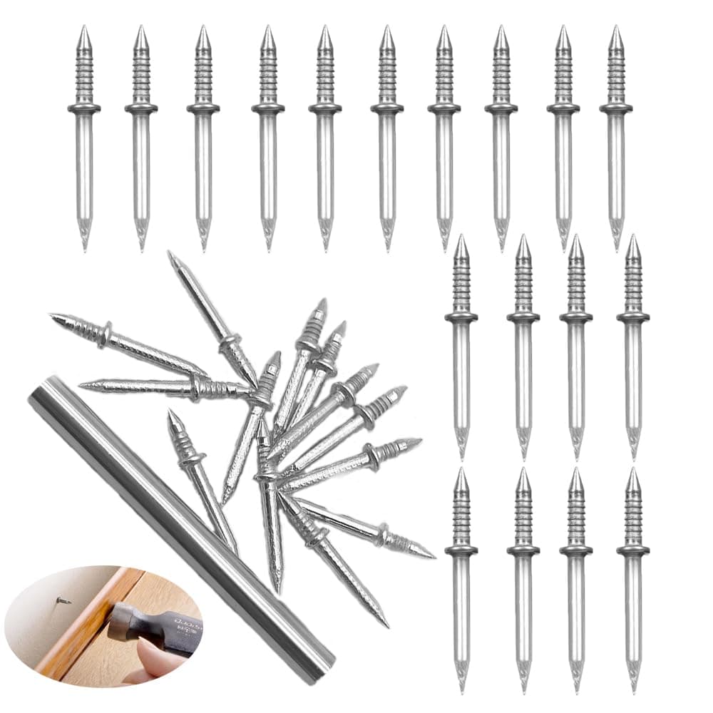 200 Pack Skirting Nails Double Head Thread Nail Invisible Wall Mount Screw Trims Fixator for Wooden Skirting Board Line Trim Installation Baseboard Barrels Acoustic Panels Door Floor Furniture