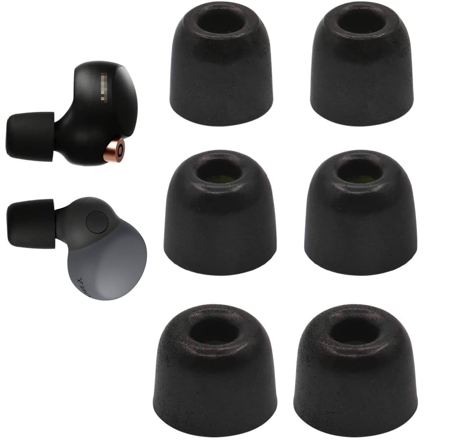 Replacement Memory Foam Ear Tips Noise Canceling Foam Ear Tip Compatible with Sony WF-1000XM4 / Linkbuds S Earbud Headphones, [Fit in Case],L/M/S 3 Size 3 Pairs,Black (Foam4XM4B3P)