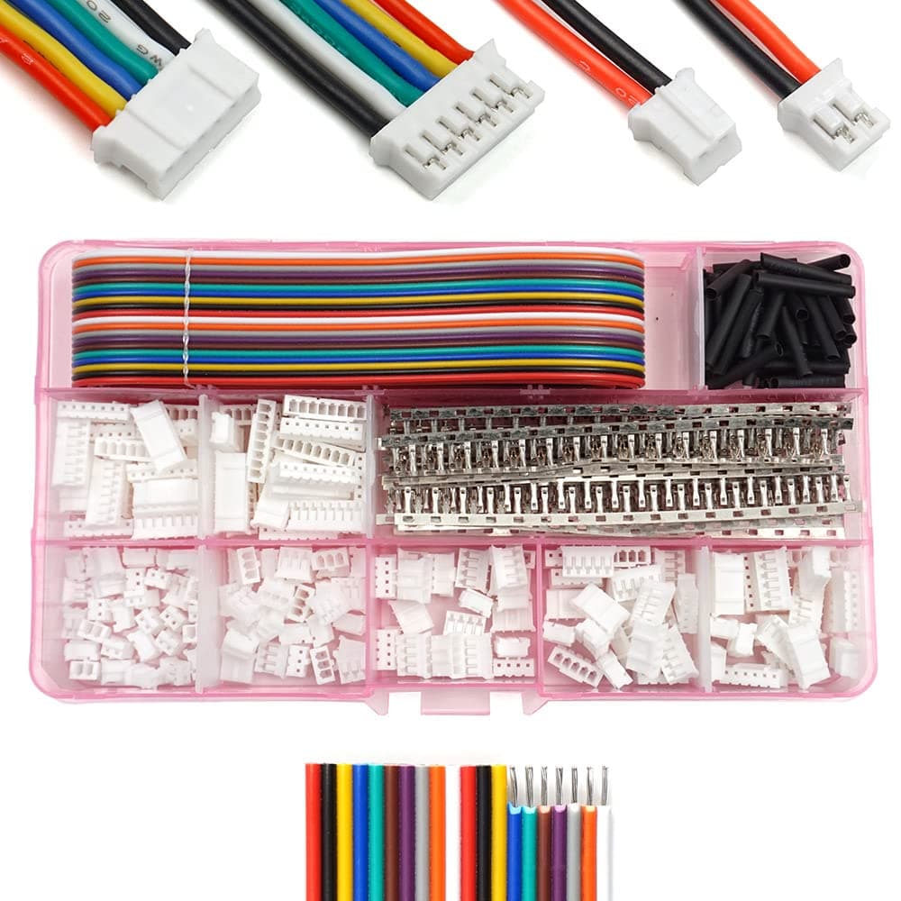 JST PH 2.0 Connectors Pin Header and Ribbon Cable Wire Kit 2.0mm Pitch JST PH - 2/3/4/5/6/7/8 Female Pin Male Housing