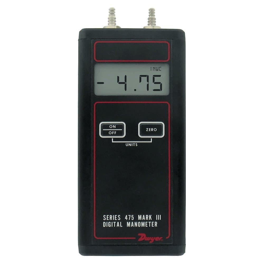 Handheld Digital Manometer, 475-3-FM, 0-200" w.c. (49.82 kPa)