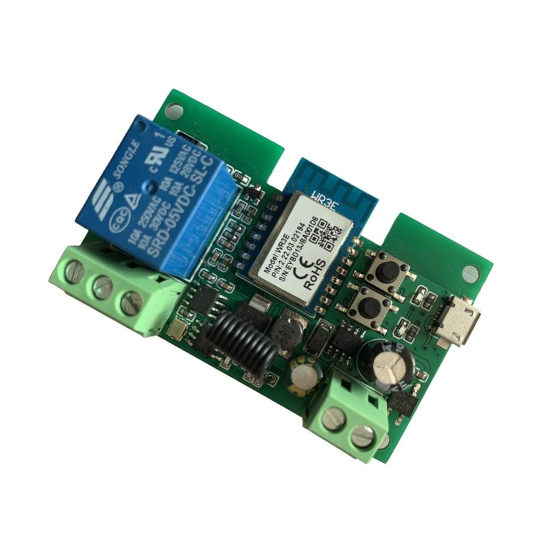 WiFi Wireless Smart Switch Relay Module for Smart Home 5V 5V/12V，Ba Applied to Access Control, Turn on PC, Garage Door (1CH Smart Life app)