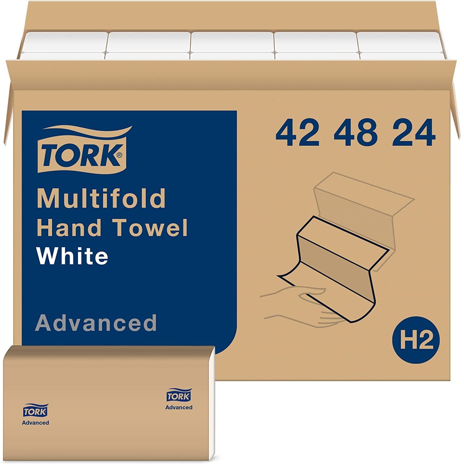 Multifold Hand Towel, White, H2, Advanced, strong and absorbent, 1-Ply, 16 x 250 Sheets - 424824