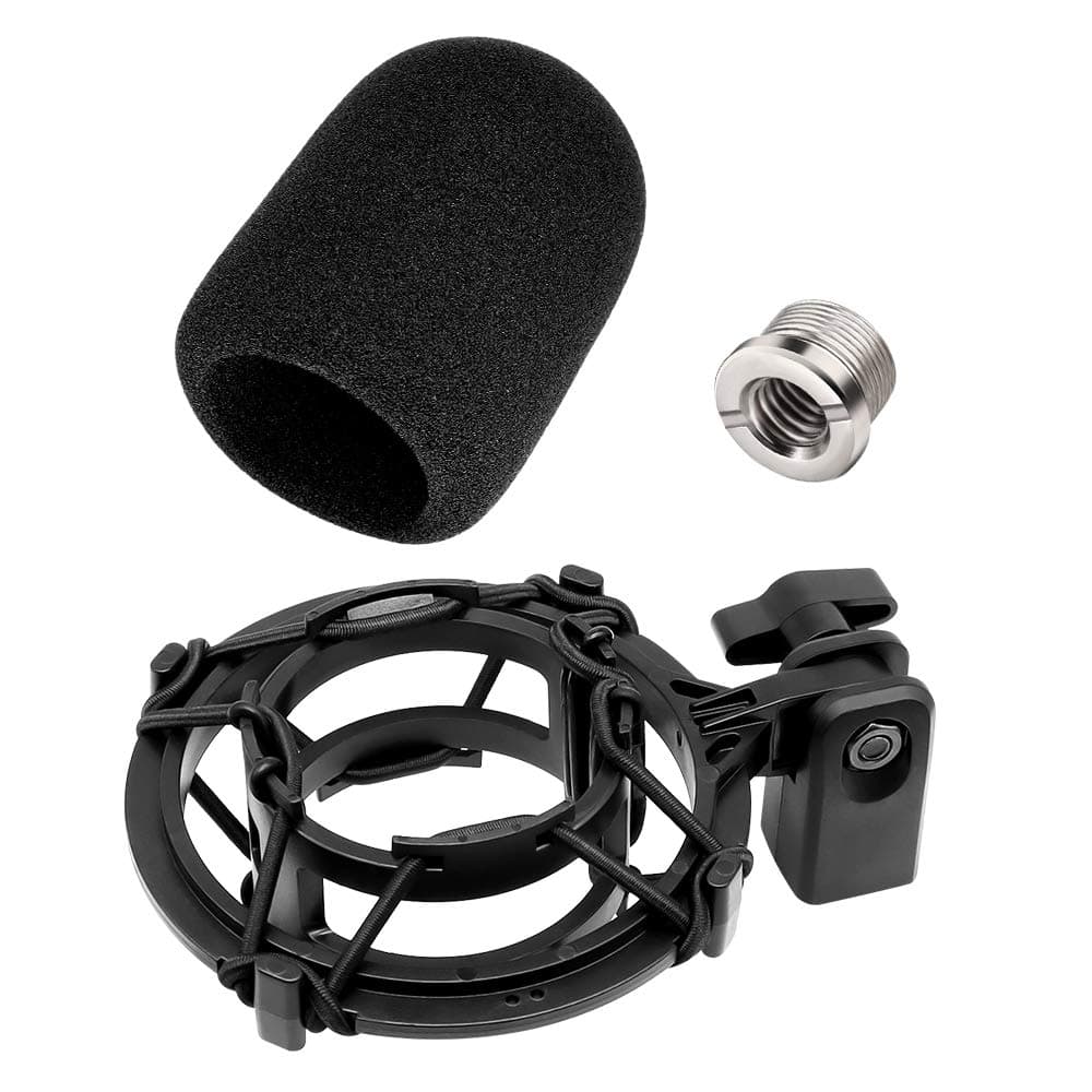 AT2020 Microphone Shock Mount with Pop Filter, [Custom Built for audio technica Mic] Anti-Vibration Suspension Shockmount Holder Clip Compatible with AT2020USB+ AT2035 ATR2050 AT3035 AT3060