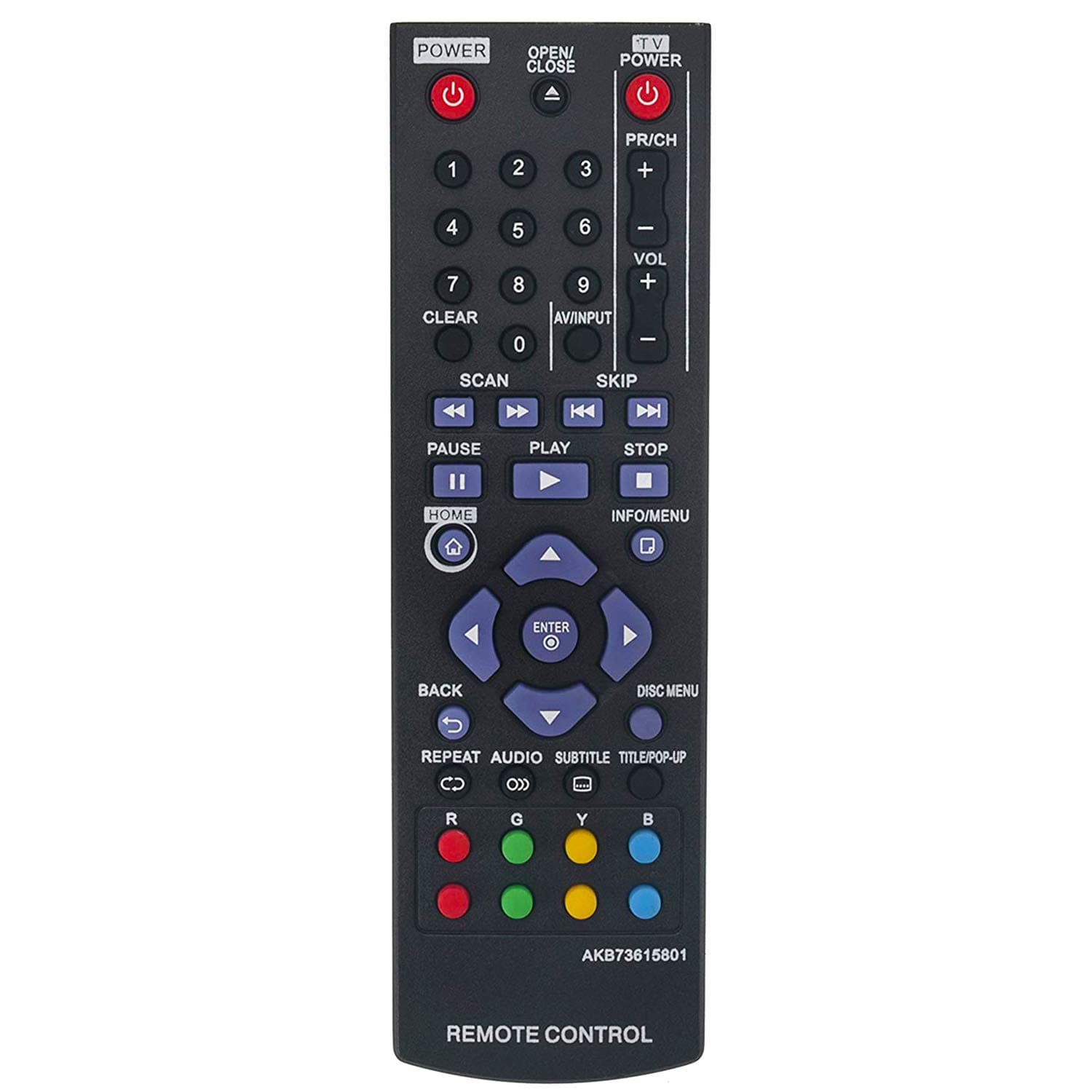 ALLIMITY AKB73615801 Replacement Remote Control fit for LG Blu-ray Disc DVD Player 256LG BP120 BP220 BP125 BP200 BP320 BP325 BP325N BP325W BP125N