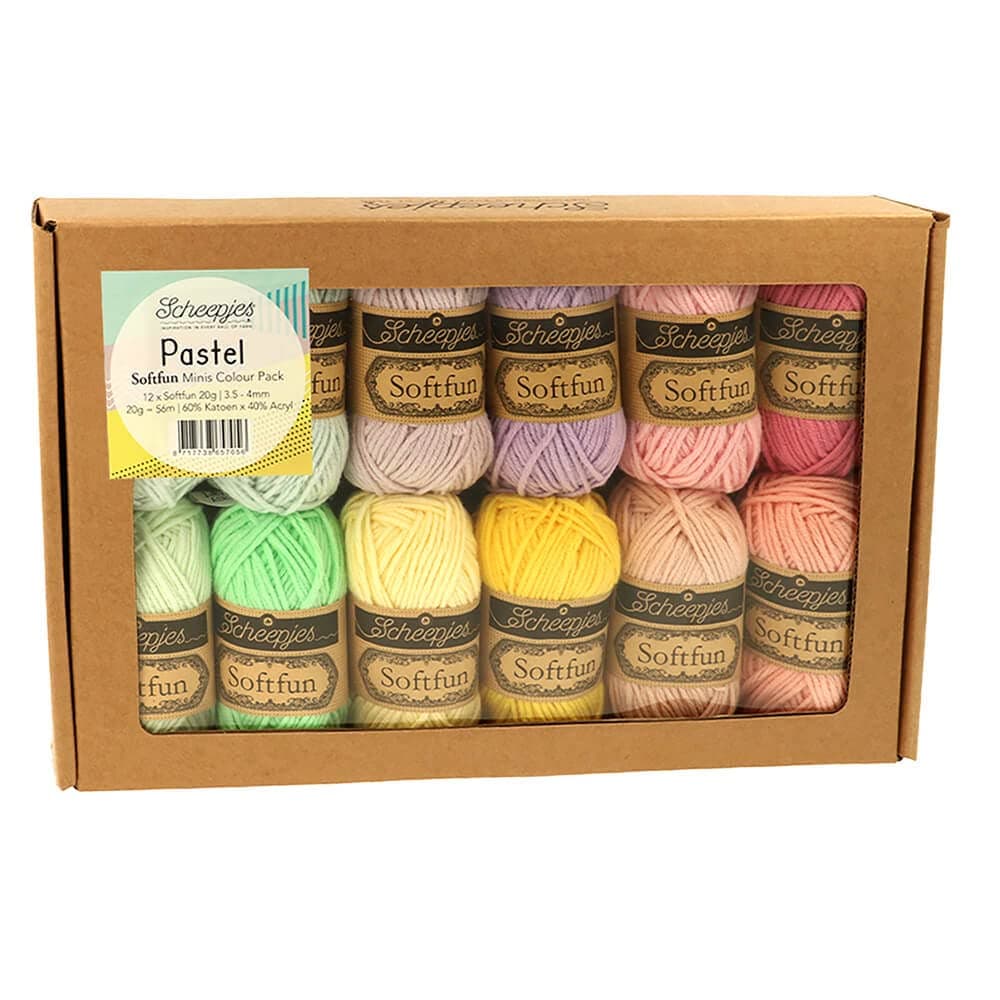 Scheepjes - Scheepjes Pastel Softfun Colour Pack - 12 x 20 Grams (1 Box)