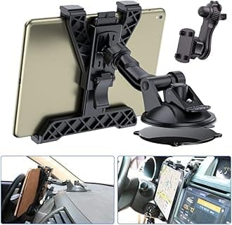 OHLPRO Tablet Holder for Car Dashboard, iPad Car Suction Cup Mount for Truck Windshield Vent with Flexible Arm Clip, for All 7"-11" iPad Samsung Galaxy Tab, 360° Rotation, Black