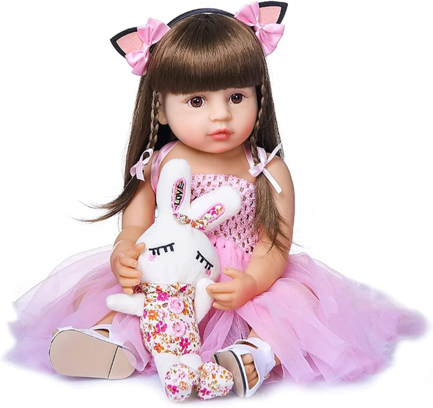 Beauenty Reborn Baby Doll 22 inch Realistic Newborn Baby Dolls - Lifelike Weighted with Soft Silicone Doll Girls with Plush Toy & Doll Clothes & Accessories for Age 3+ (Pink)