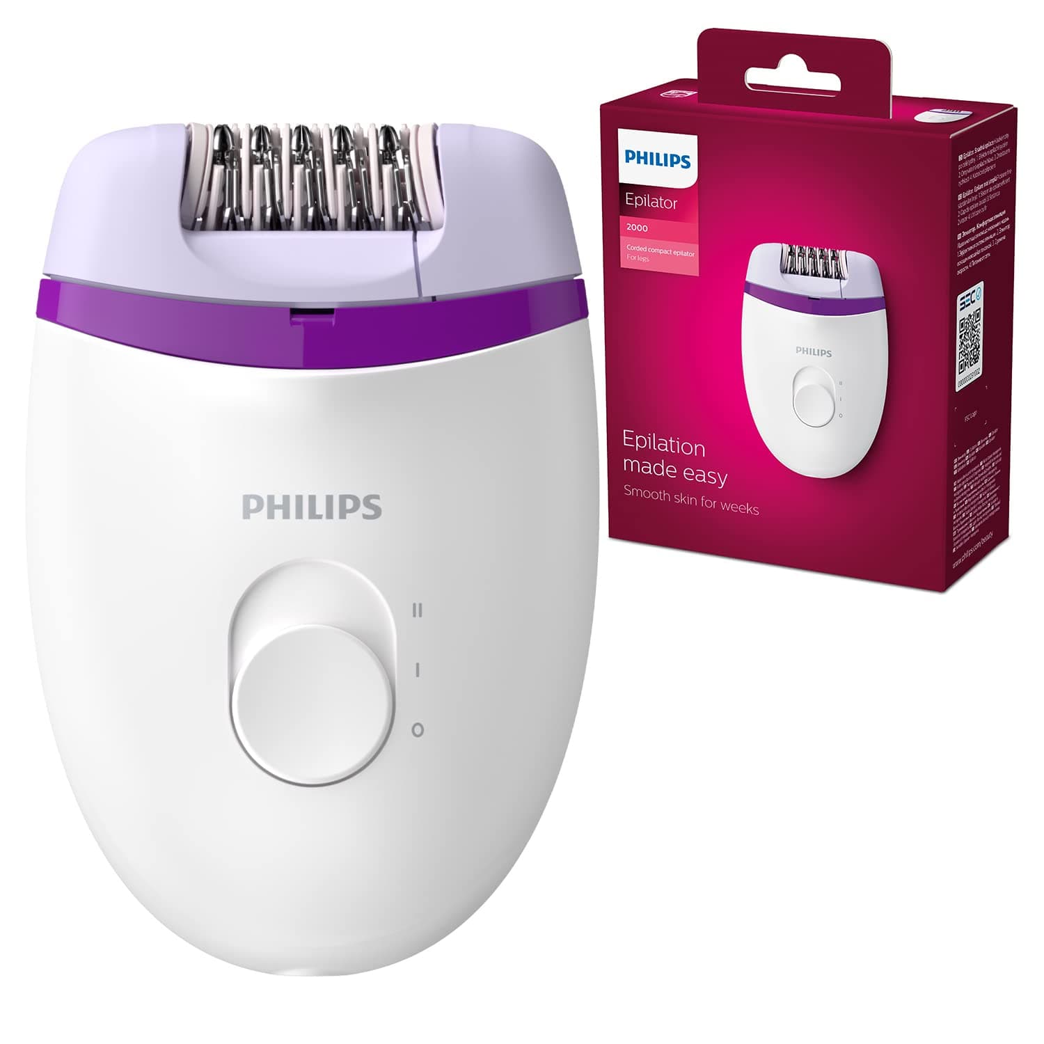 Satinelle Essential epilator with 21 Tips and 2 Speed Settings (Model BRE225/00)