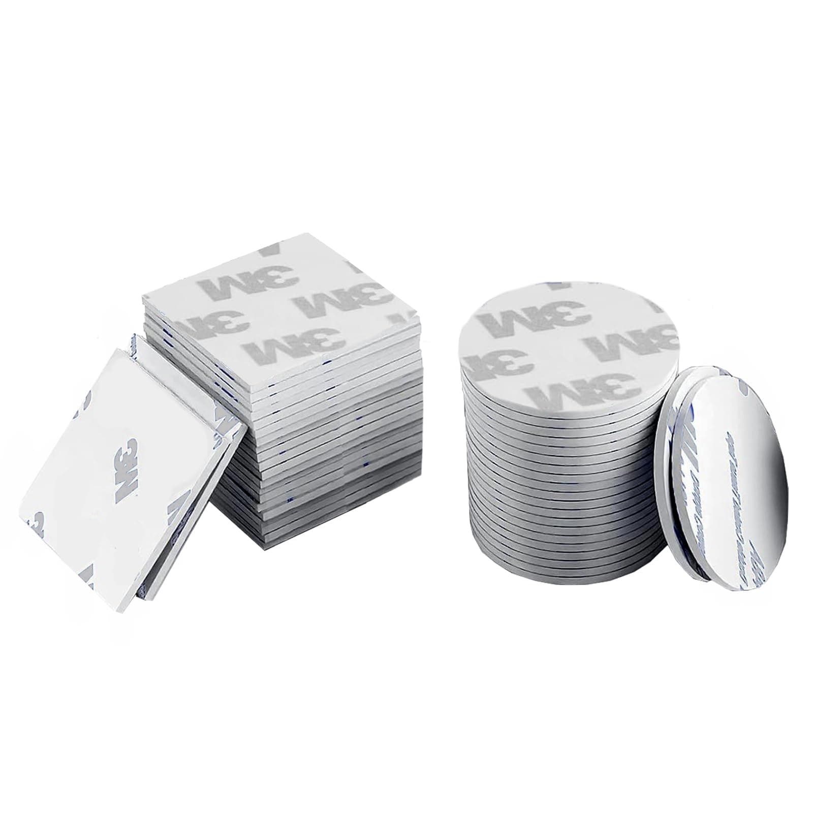 Double Sided Sticky Pads, Double Sized 3M Sticky Pads, 40pcs 3M Double Sided Foam Tape Self Adhesive,Heavy Duty Strong Mounting Adhesive, Mounting Tape with Squares and Round(White, 40mm x 40 mm)