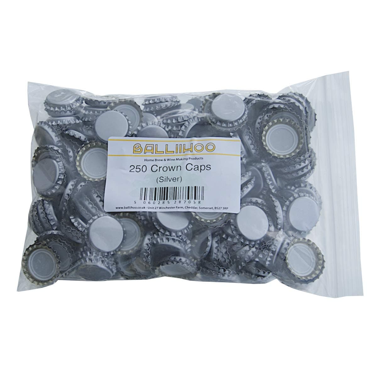 Pack of 250 Crown Bottle Caps - Silver