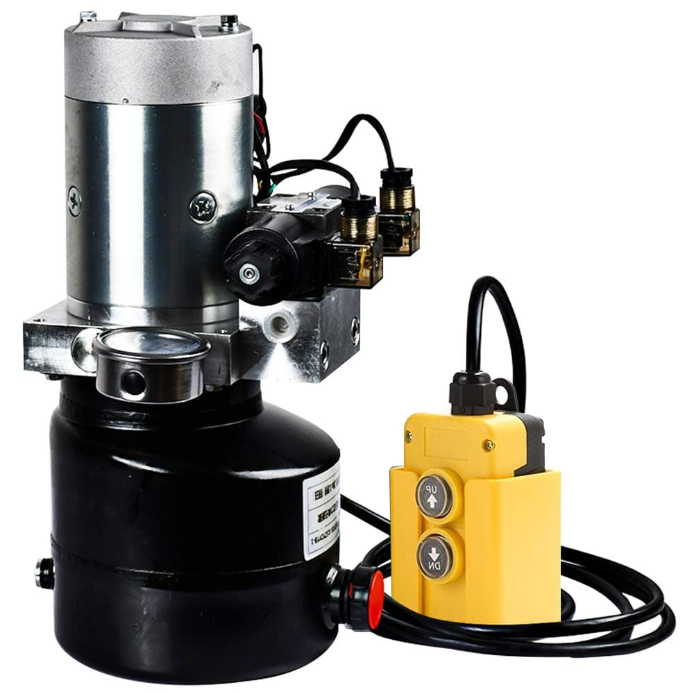 ECO LLC 3 Quart Double Acting 12V Hydraulic Power Unit 3200 PSI Max. Hydraulic Pump DC 12V Dump Trailer with Hydraulic Pressure Gauge