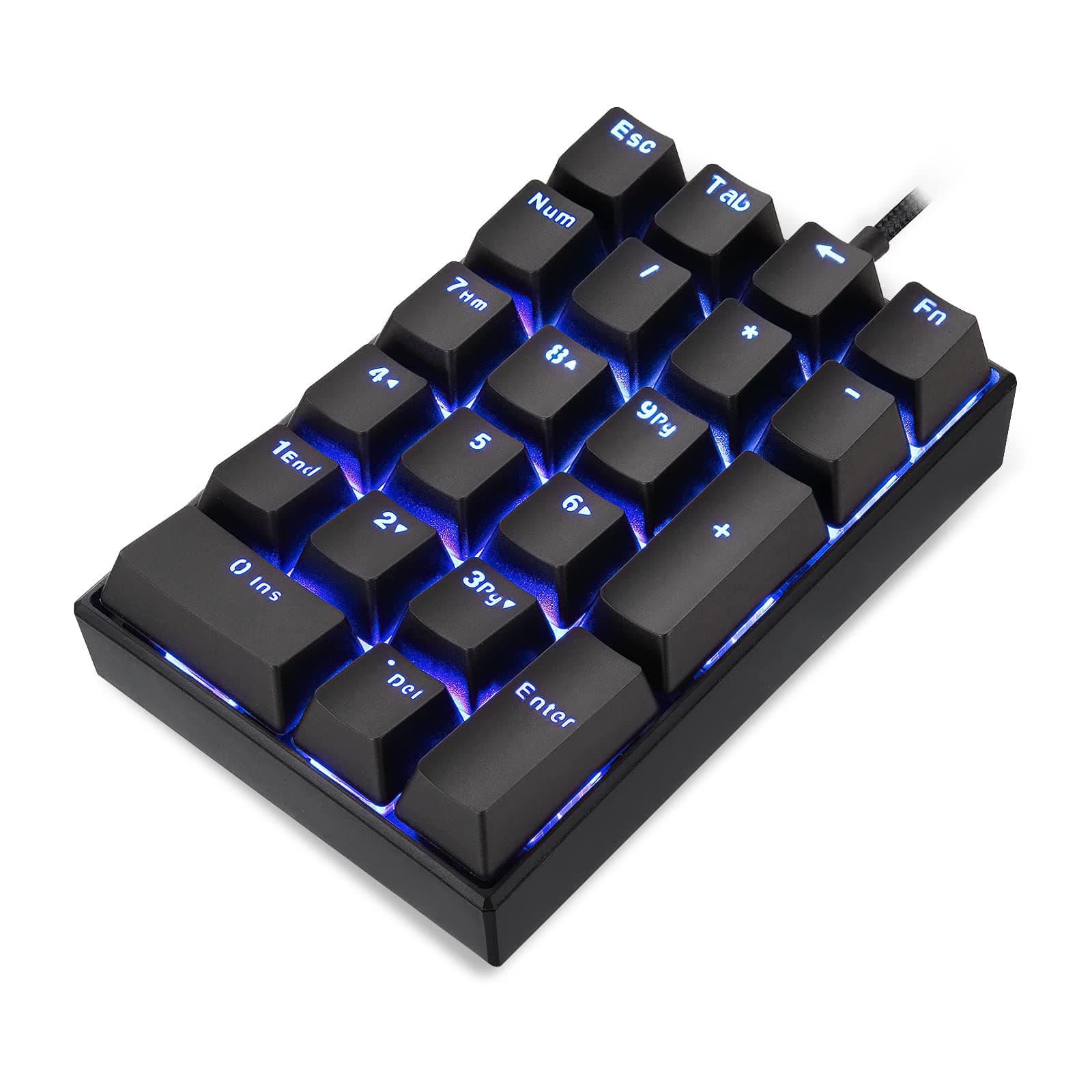 Motospeed K23 Mechanical Numeric Keypad Red Switch Wired 21 Keys Mini Numpad Portable Keypad Backlight Gaming Keypad Extended Layout for Cashier