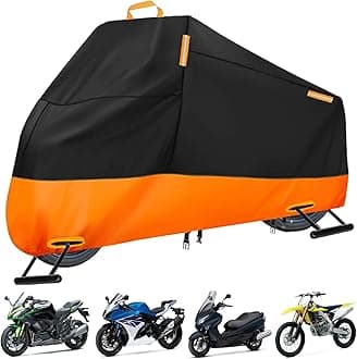 Motorcycle Cover Waterproof Outdoor, 300D Heavy Duty Motorbike Cover for Ninja 250 300 650 1000 Yamaha YZF R1 R7 MT-09 Suzuki GSXR 600 750 1000 Scooter Cover Protection Fits up to 86"