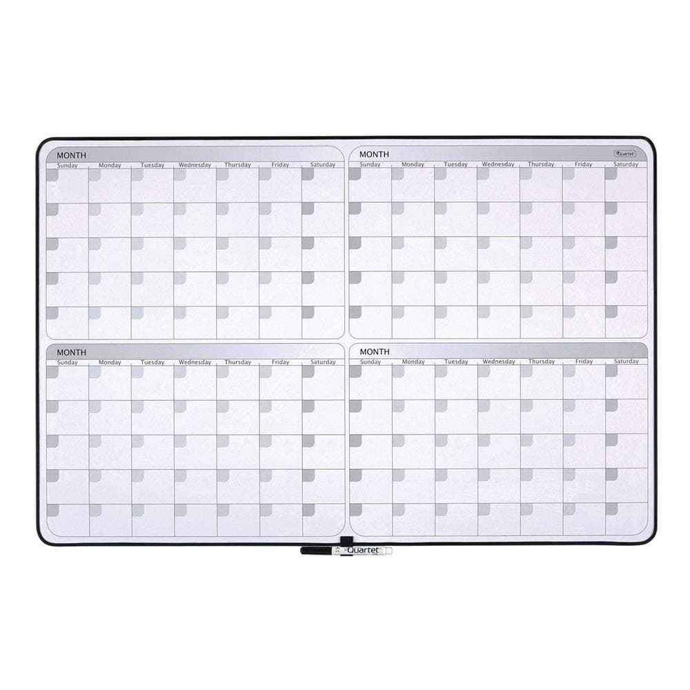 Quartet Whiteboard Planner, 4-Month Planning White Board, 23" x 35" Dry Erase Board, Black Frame (05149SV)