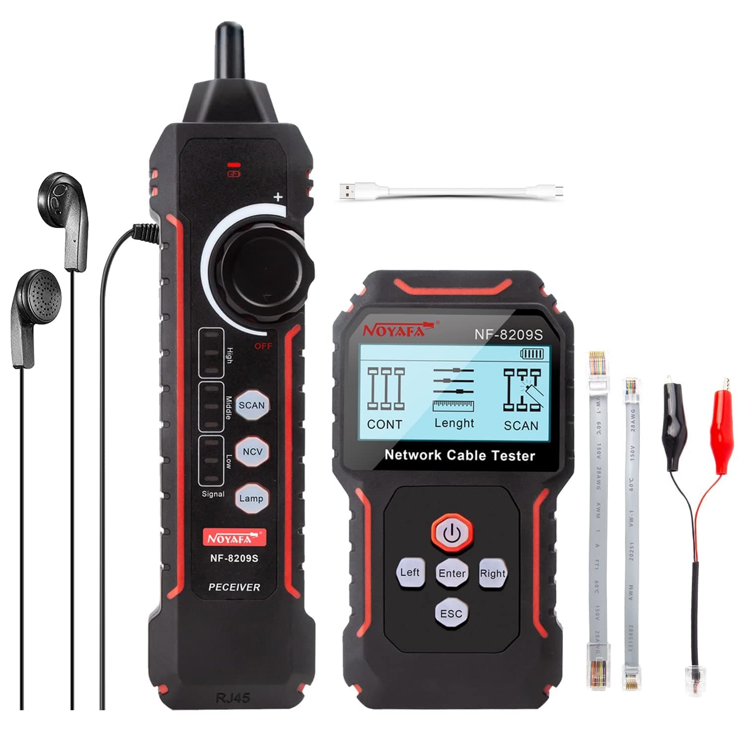 NOYAFA NF-8209S Upgraded Advanced Network Cable Tester with PoE & NCV Cable Length Test Port Flashing Multi-Function Anti-interference Scan Mode Wire Tracker