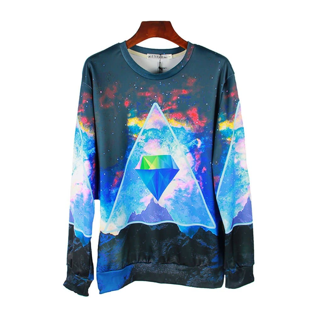 Unisex hipster Galaxy Triangular Diamond 3D Sweatshirt Hoodies space Sweater (M)