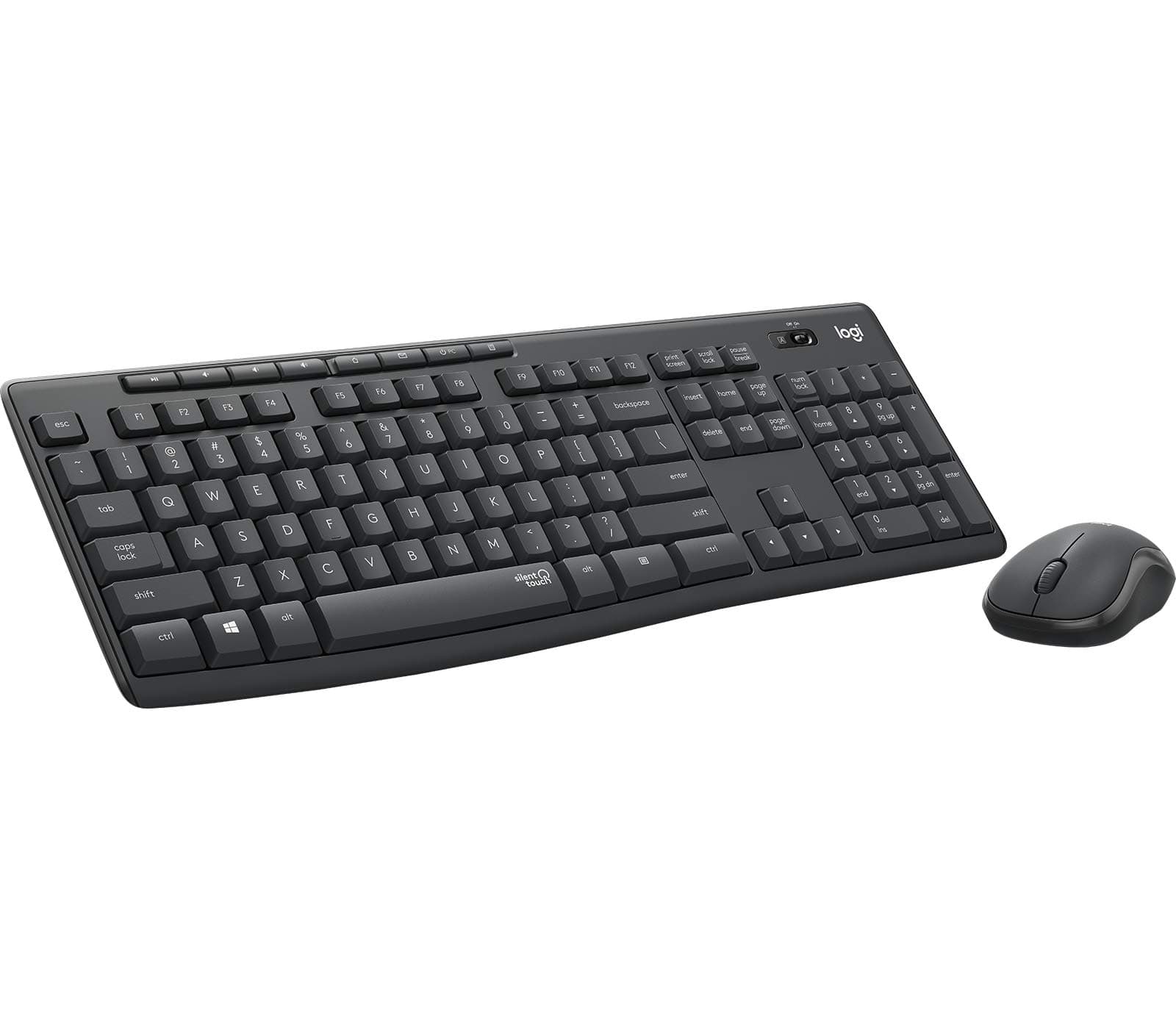 Logitech MK295 Silent Wireless Mouse & Keyboard Combo with SilentTouch Technology, Full Numpad, Advanced Optical Tracking, Lag-Free Wireless, 90% Less Noise, EN Keyboard - Graphite