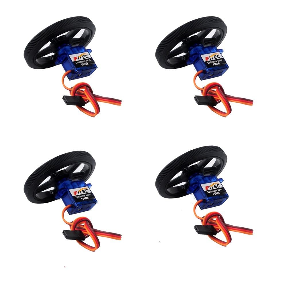 Feetech FS90R 360 Degree Continuous Rotation Micro Servo Motor + RC Tyre Wheel for Arduino Micro:bit (Pack of 4)
