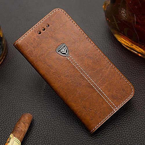 T R O U N C E ® for Realme 5 Pro, Fashion Series Leather Flip Wallet Case Stand with Metal Logo, Magnetic Closure & Card Holder Flip Cover for Realme 5 Pro - (Fashion Brown)