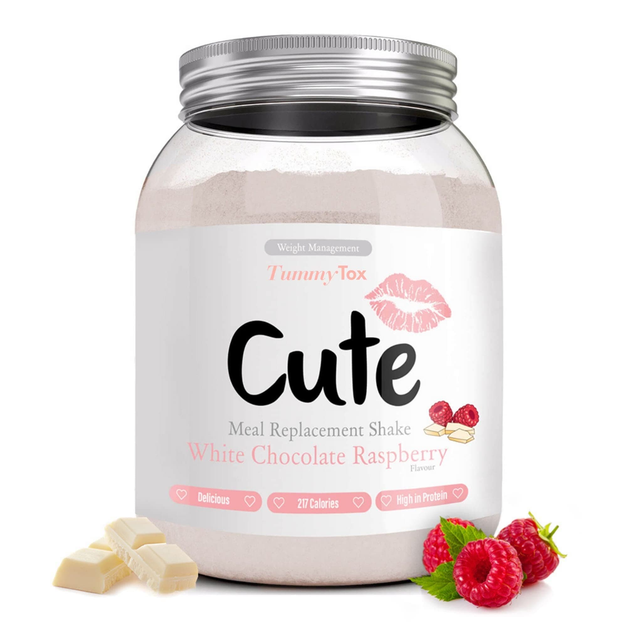 Meal Replacement Shake - Protein Shake High in Protein - Raspberry - Vitamins and Minerals - 500 g - Bonus E-book - Cute Nutrition by Tummy Tox