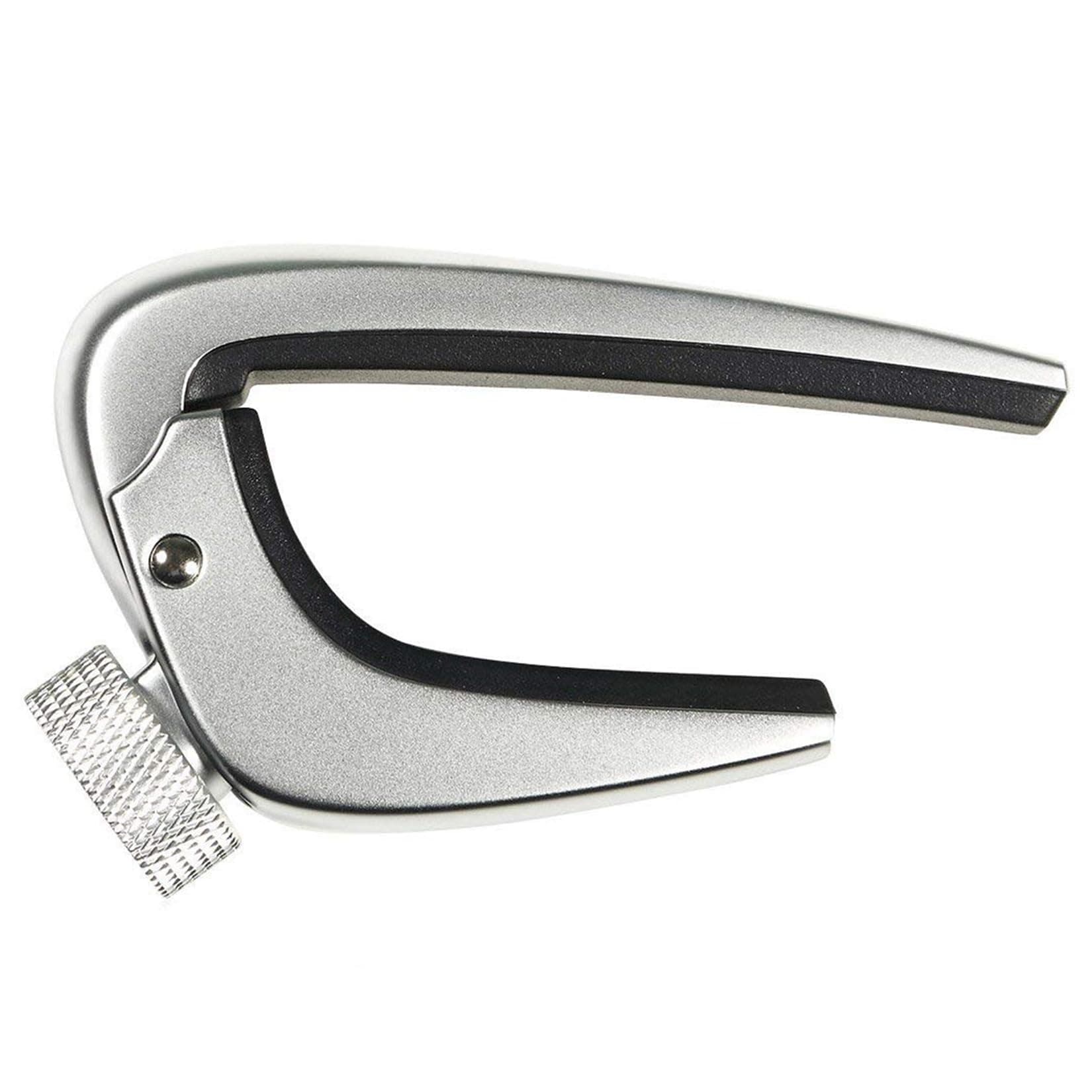 6 String Steel Guitar Capo with Micro Tension Adjustment Knob for Acoustic Electric Guitars - Silver