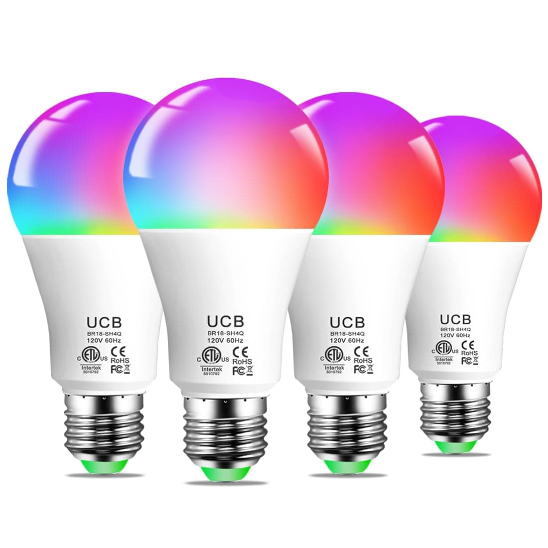 Smart Light Bulbs 130W Equivalent, Color Changing Light Bulb, Work with Alexa Only, 16 Million Colors RGBWW, Music Sync, DIY Flash,1300LM A19 E26 Bluetooth Led Light Bulbs, No WiFi Required,4Pack