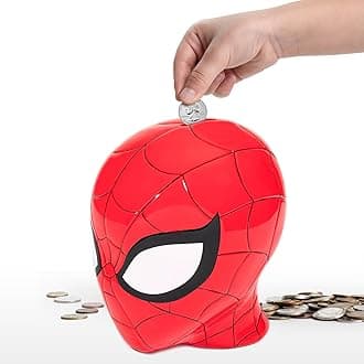 Jay Franco Marvel Spiderman Ceramic Coin Bank – Kids Décor Money Saving Piggy Bank (Official Marvel Product)